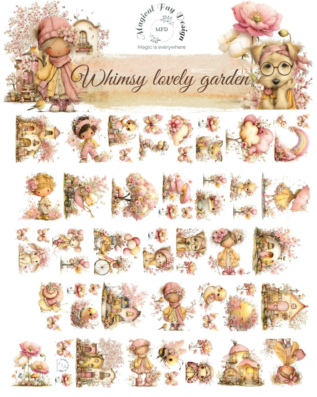 Whimsy lovely Garden PET 3D oil Tape transparent 2m Loop