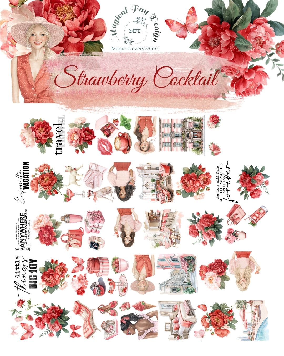 Strawberry Cocktail PET 3D oil Tape transparent 2m Loop