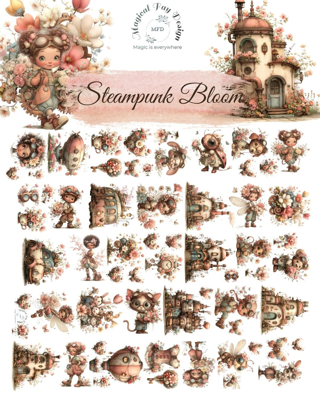 Steampunk Bloom PET 3D oil Tape transparent 2m Loop