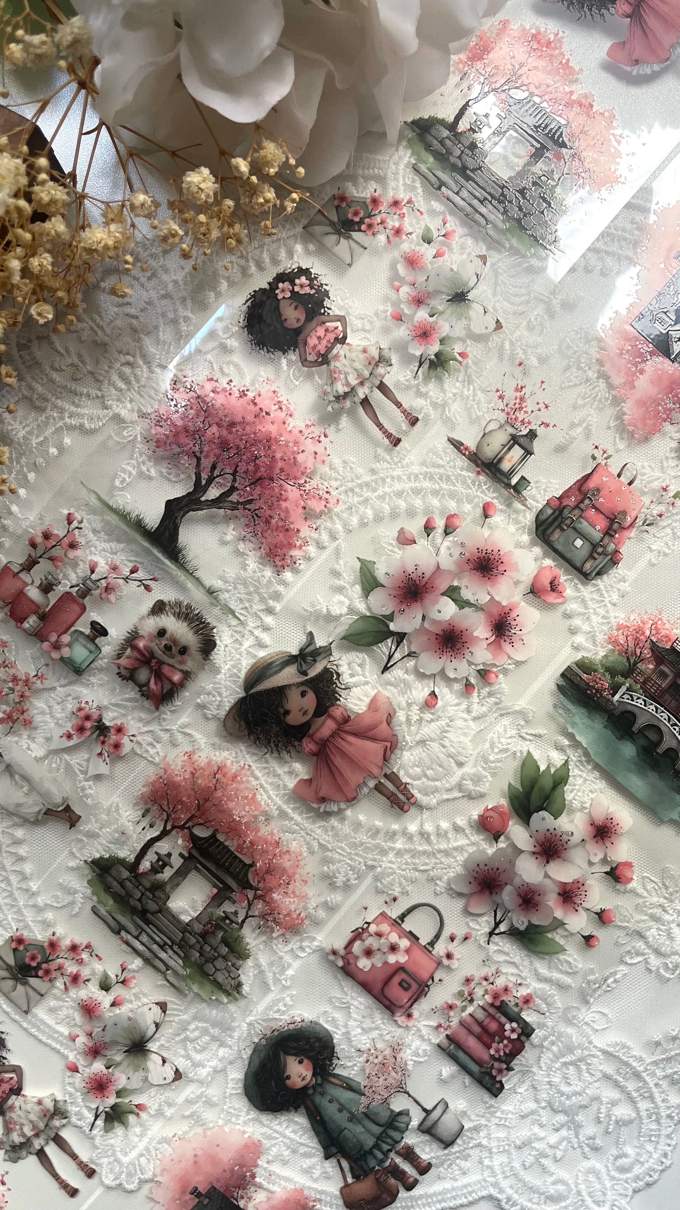 Whimsy Cherry Blossom PET 3D oil Tape transparent 6m Rolle