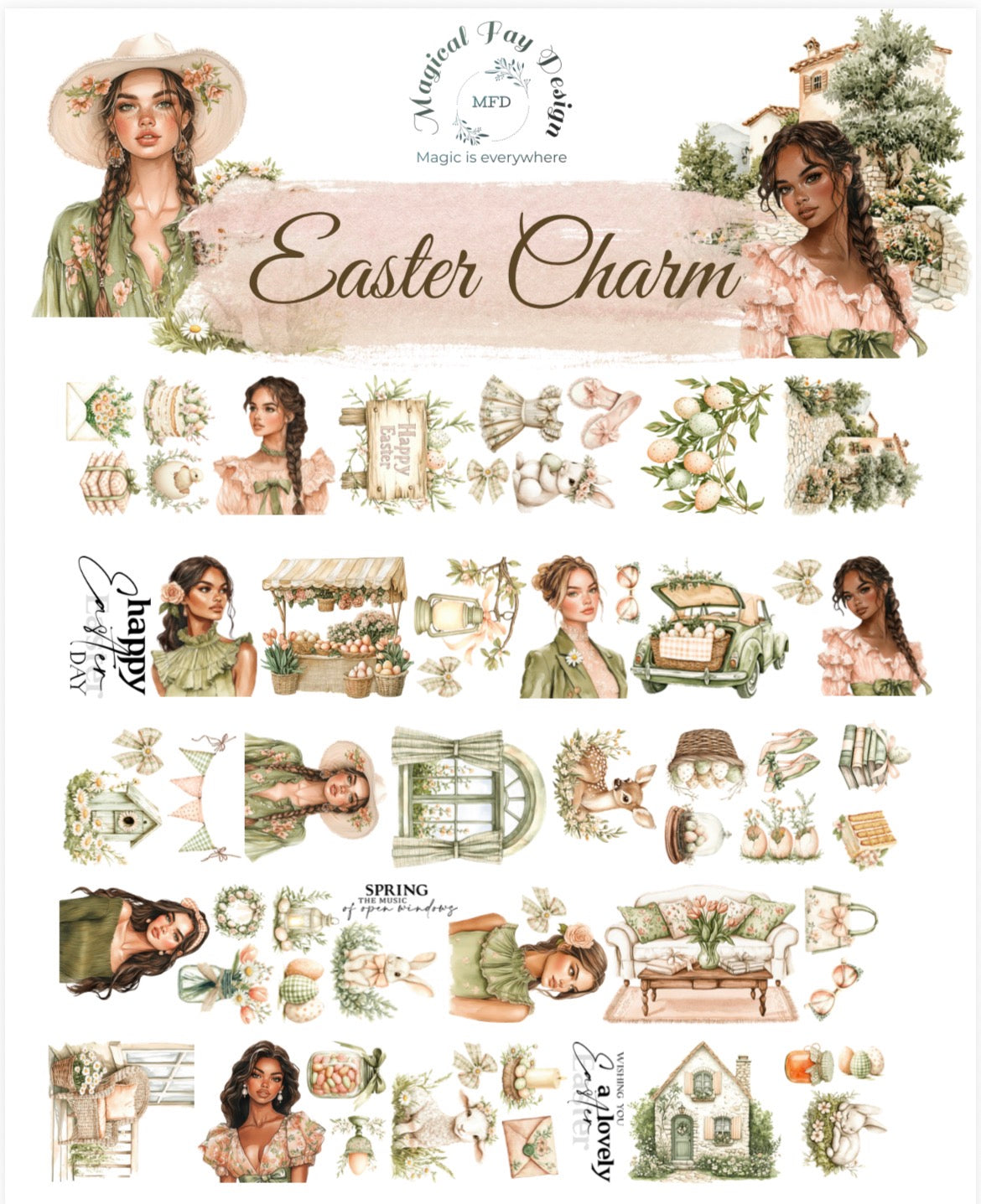 Easter Charm PET 3D oil Tape transparent 2m Loop