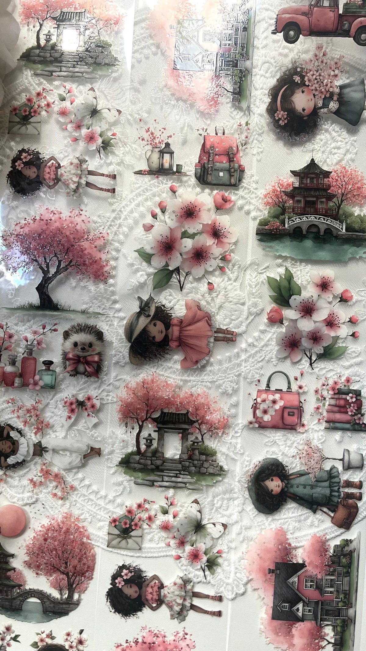 Whimsy Cherry Blossom PET 3D oil Tape transparent 6m Rolle