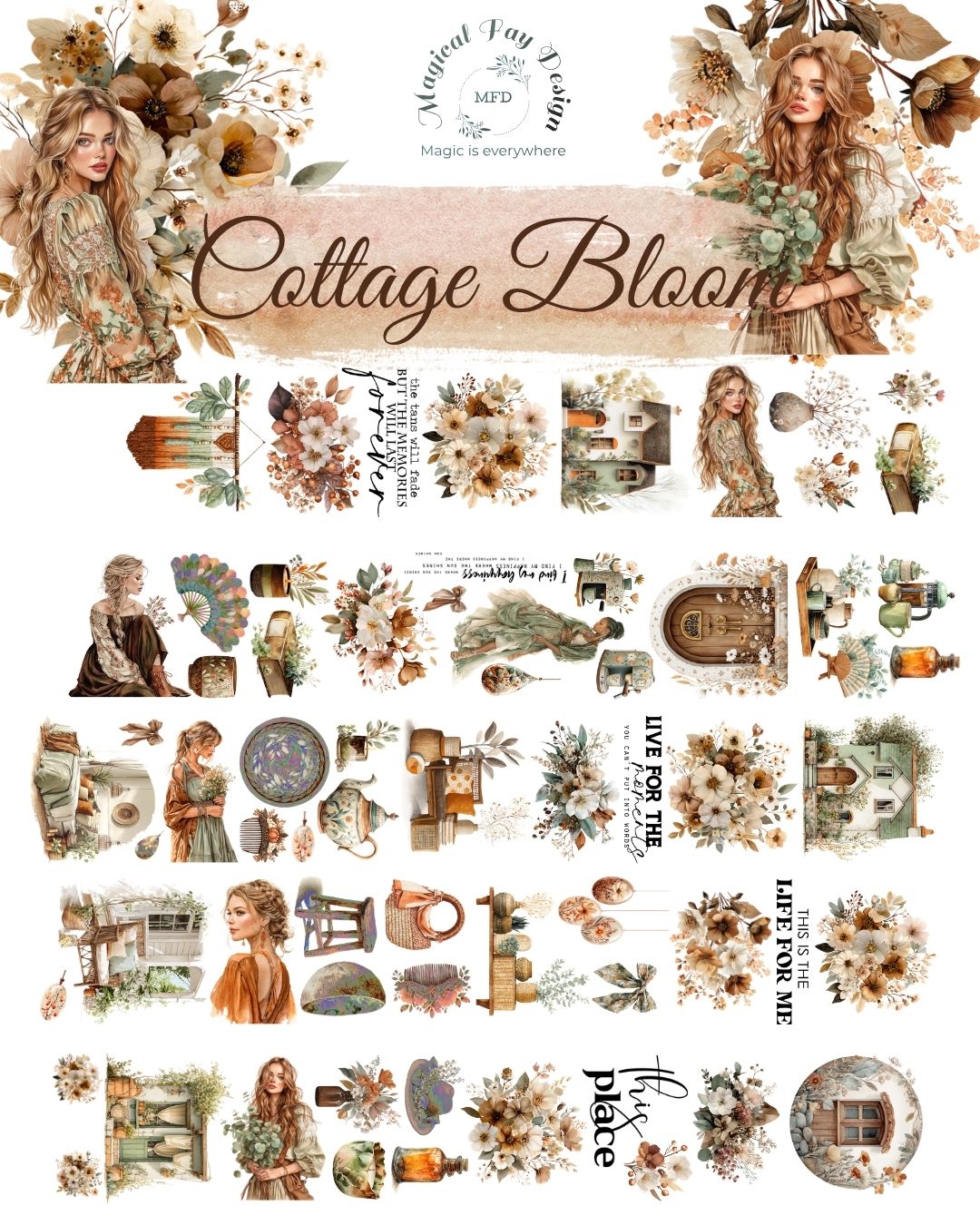 Cottage Bloom PET 3D oil Tape transparent 2m Loop