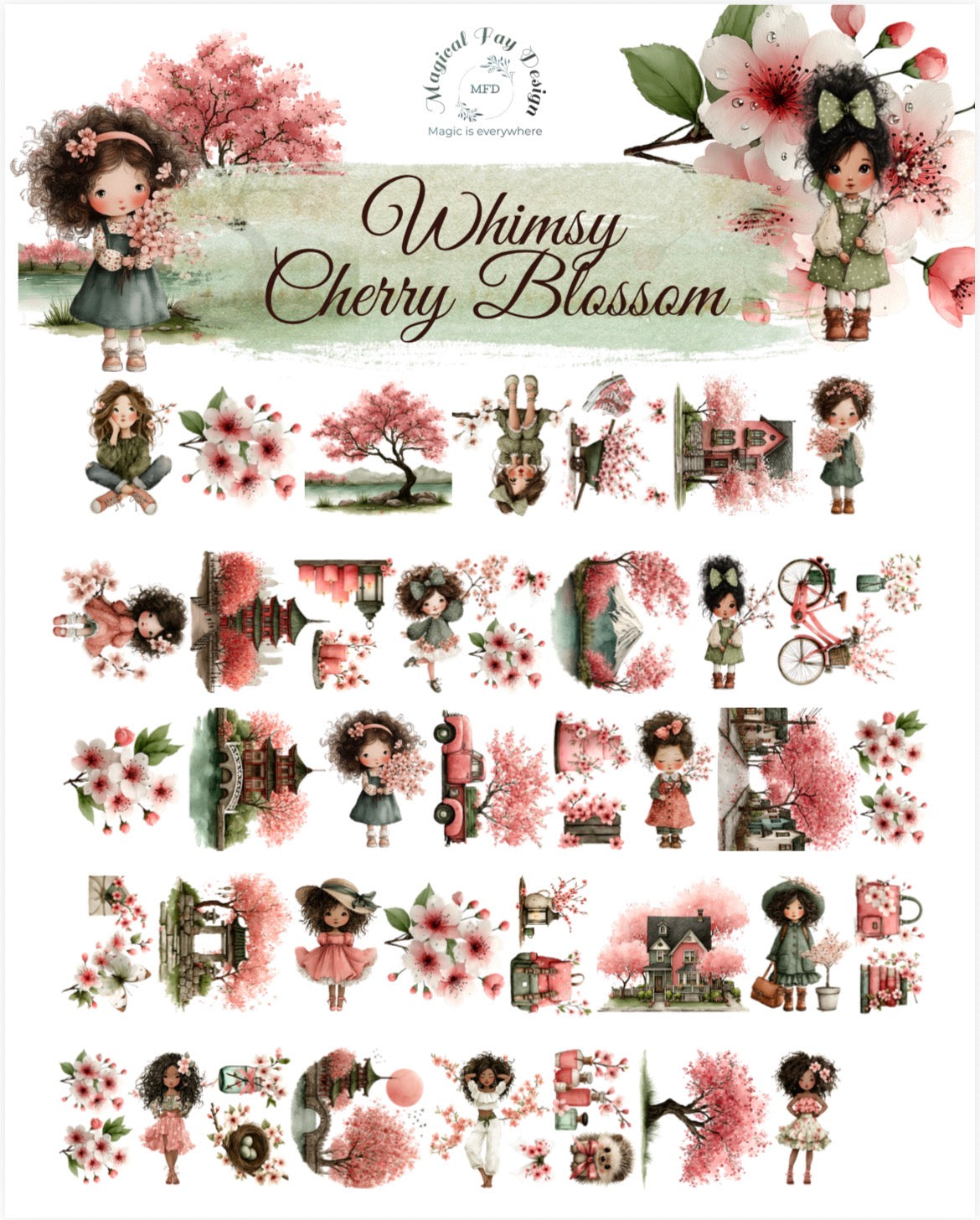 Whimsy Cherry Blossom PET 3D oil Tape transparent 6m Rolle