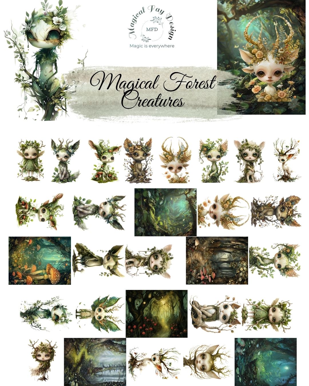Magical Forest Creatures PET 3D oil Tape transparent 2m Loop