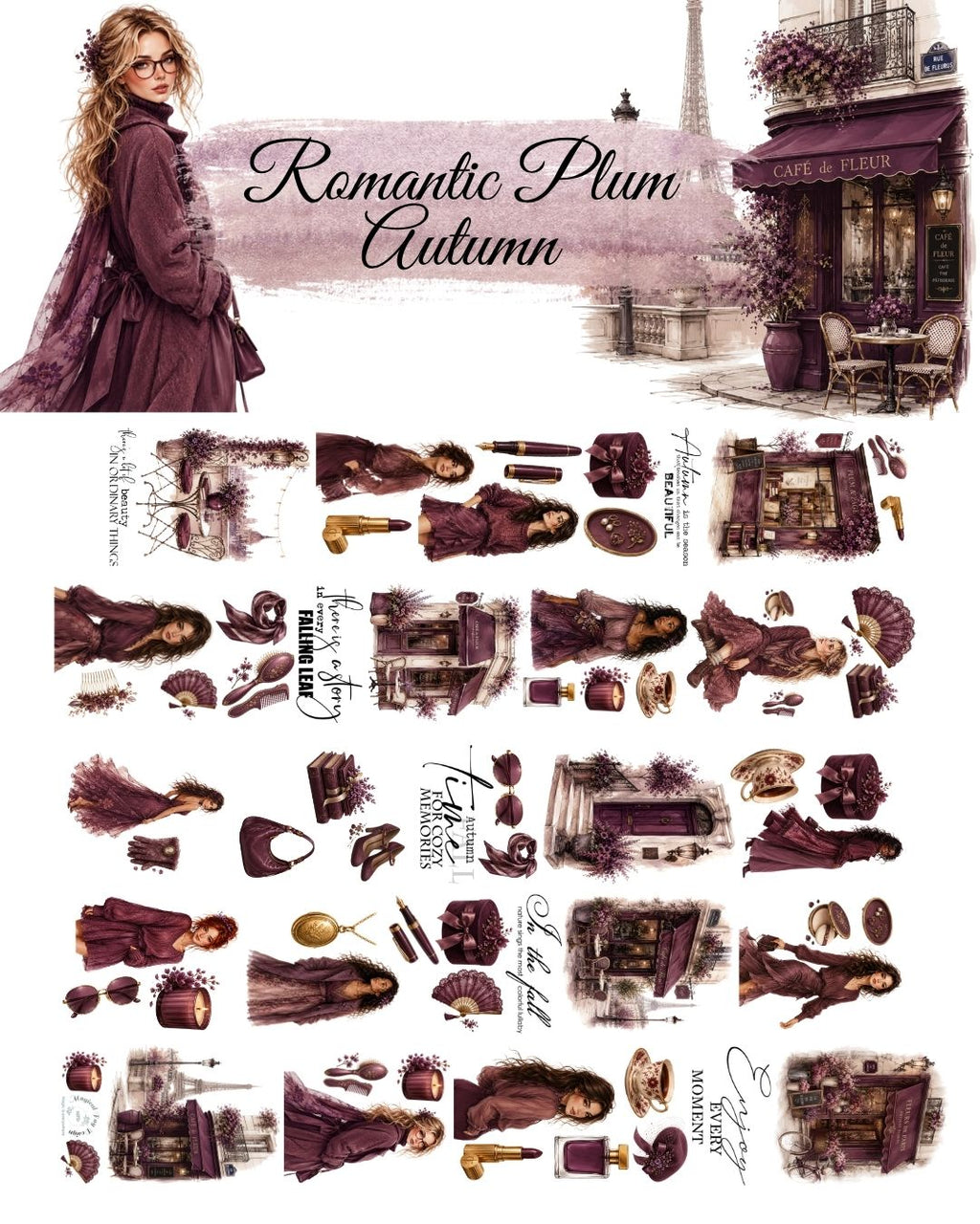 Romantic Plum Autumn PET 3D oil Tape transparent 2m Loop