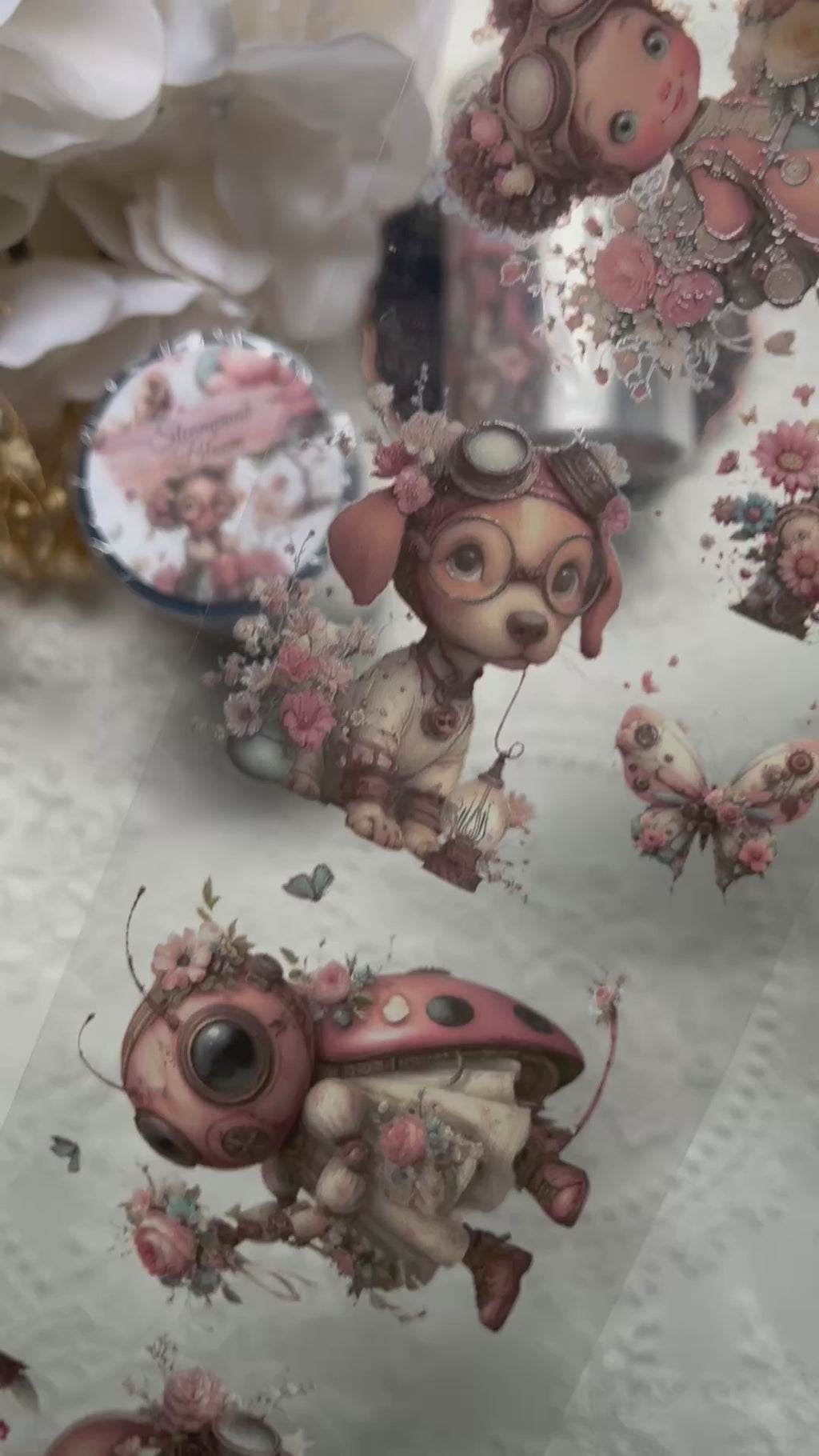 Steampunk Bloom PET 3D oil Tape transparent 2m Loop