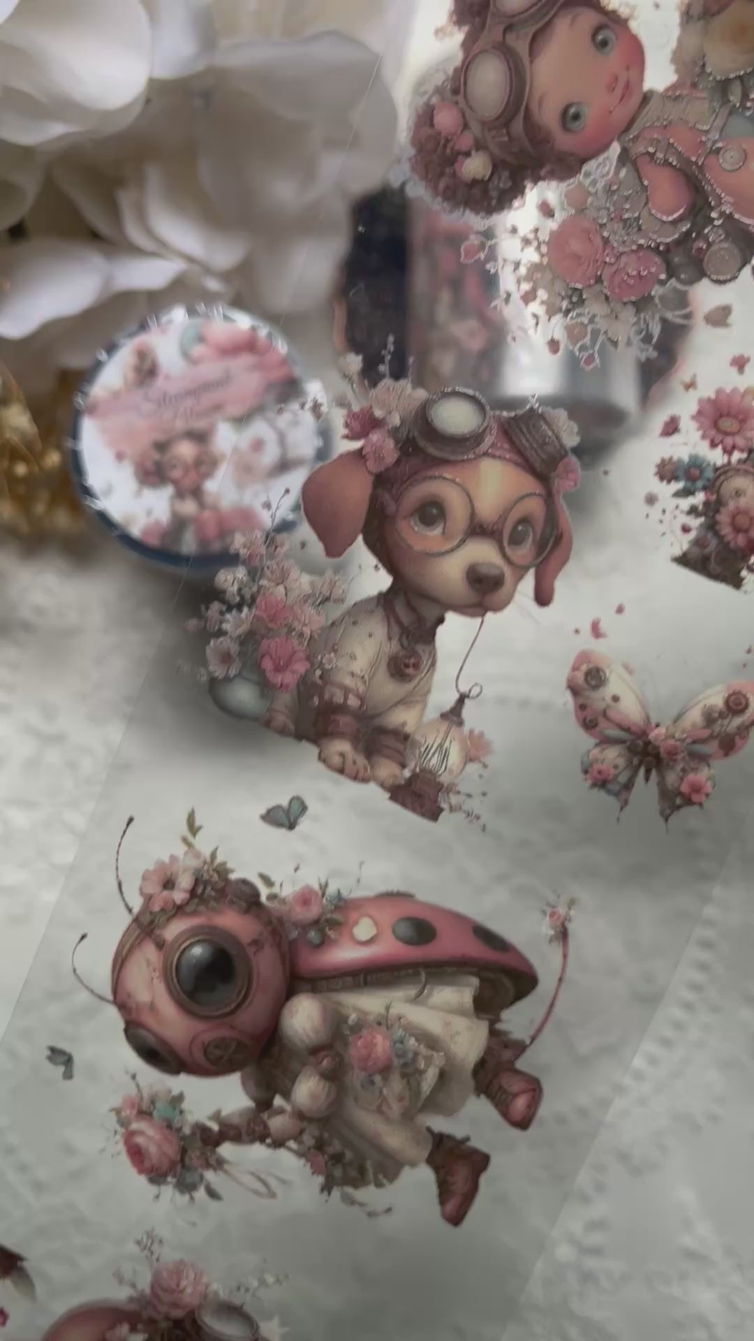 Steampunk Bloom PET 3D oil Tape transparent 2m Loop